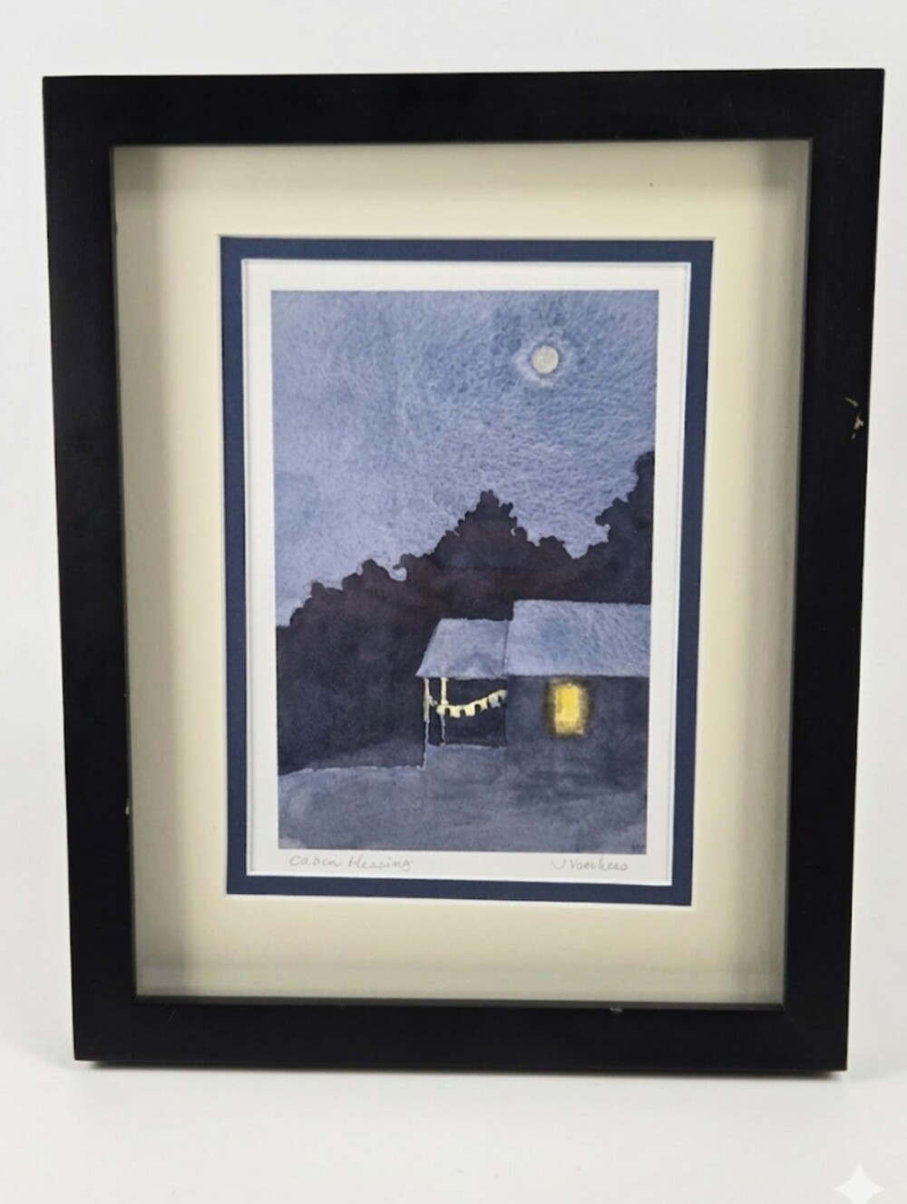 Jane Voorhees Cabin Blessing Signed Framed Print Moody Cabincore Art